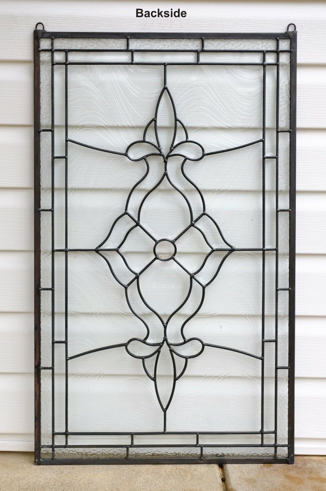 Stunning Handcrafted All Clear stained glass Beveled window panel, 20″ x 34″