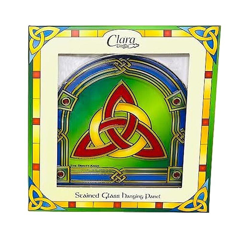 Irish Celtic Trinity Knot Stained Glass Panel