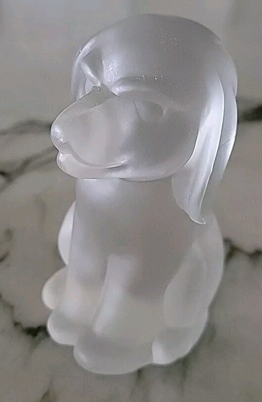 Hound Dog Puppys Frosted Glass & Translucent Paperweights Set Of 2