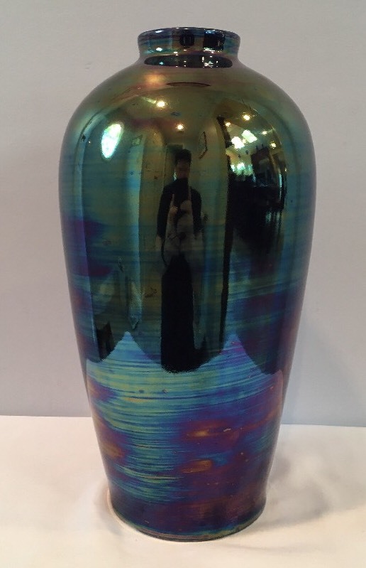 Rare Antique Iridescent Porcelain 11″ Vase Signed On Bottom Made In England