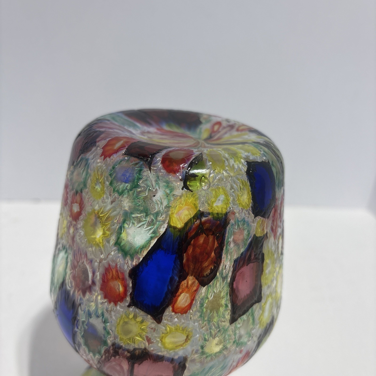 Fratelli Toso Murano Millefiori Flower Star Opal Mosaic Italian Art Glass 6.5″