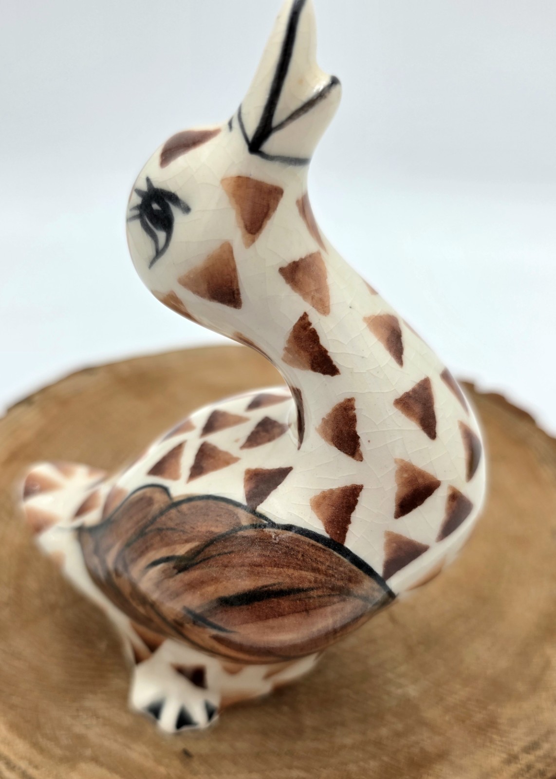 Polish Pottery Goose Figurine Hand Painted Duck Folk Art Ceramic VTG