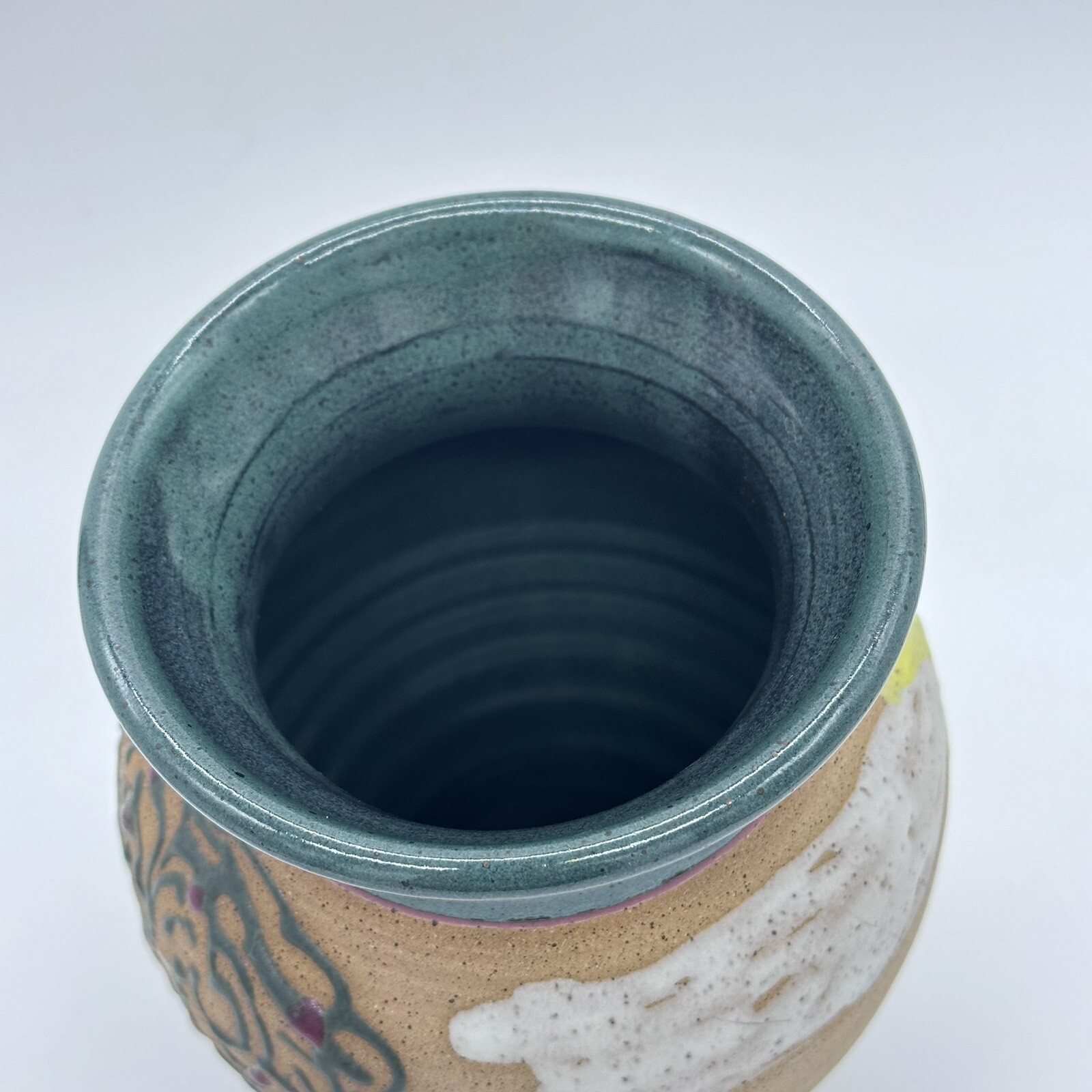 Parsley Pottery Ohio Art Studio Pottery Ceramic Folk Art Vase Tree Sun Clouds