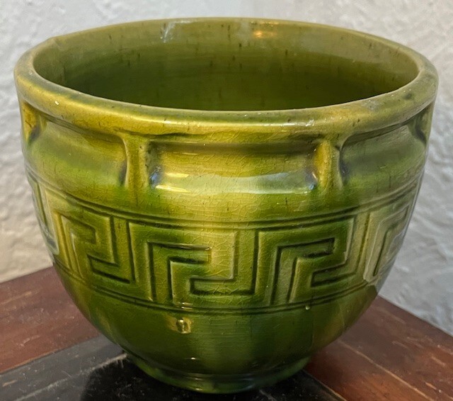 Brush McCoy Greek Key Majolica Jardiniere, Vintage 1914, Near-Mint Condition!