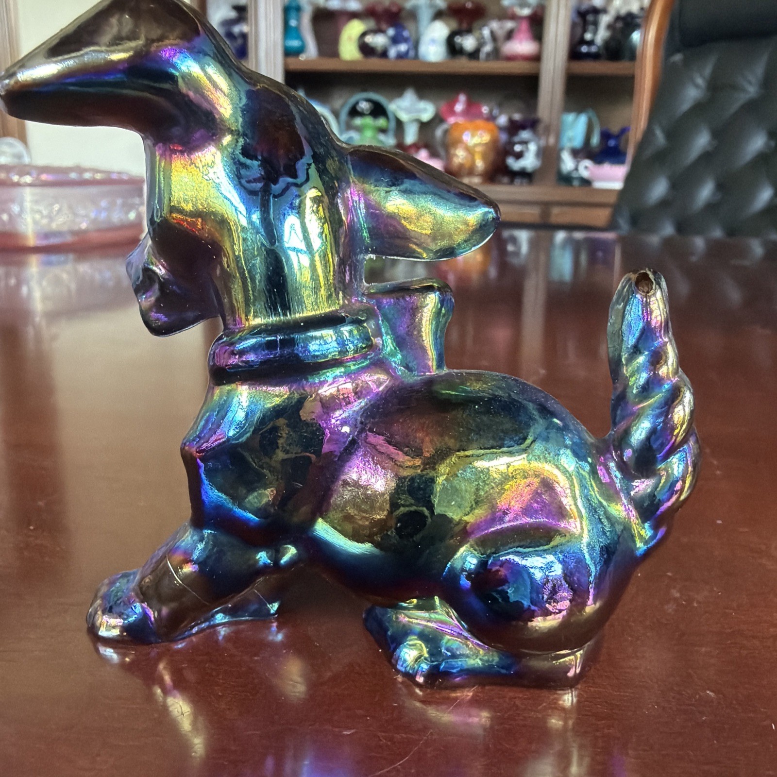 Darling Vintage Imperial Glass Terrier “Parlor” Pup Amethyst Carnival Signed