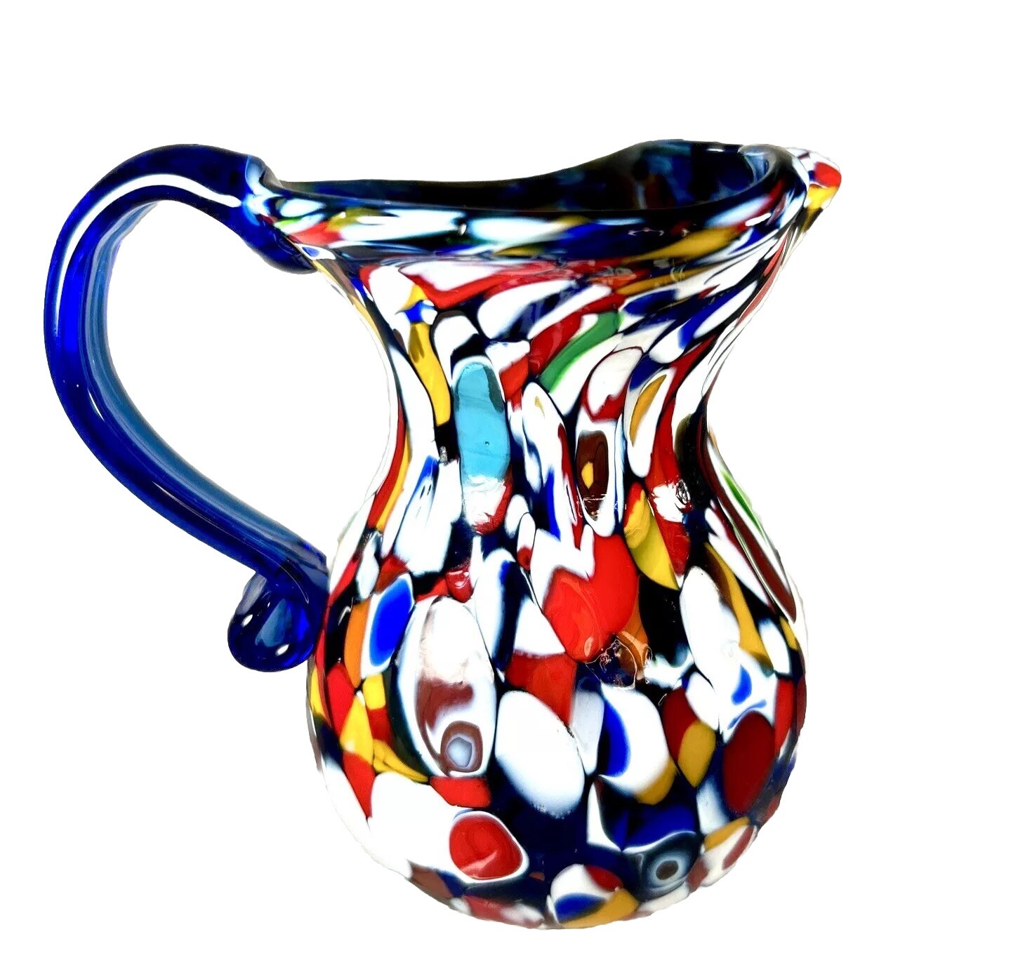VTG Millefiori Italian Art Glass Creamer Pitcher 4.5”T