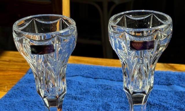Marquis by Waterford Canterbury Cut Crystal Candle Holders Set of 2 NEW WT