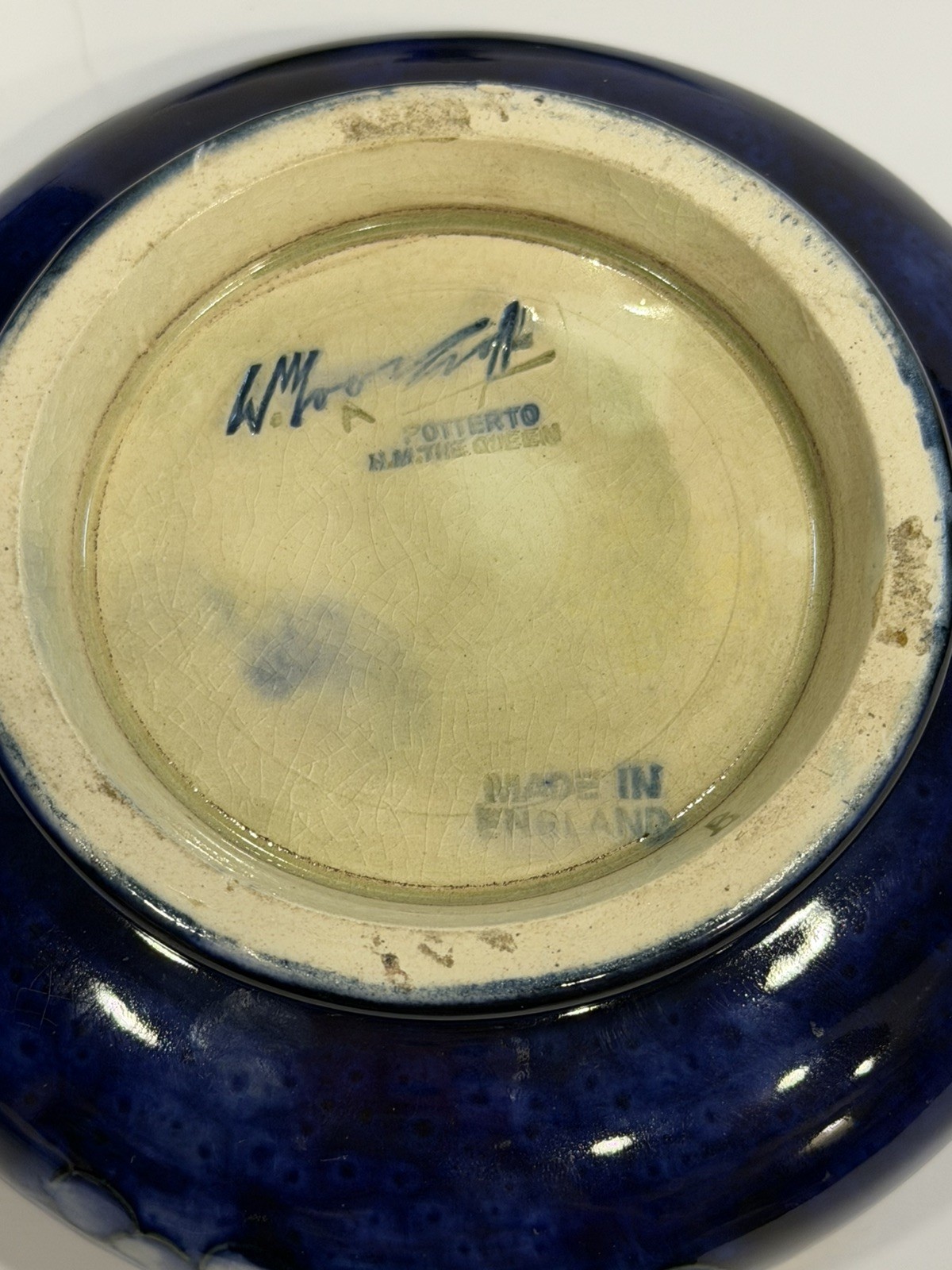 Moorcroft Orchid Blue Lidded Dish Bowl England Floral Art Pottery Vintage