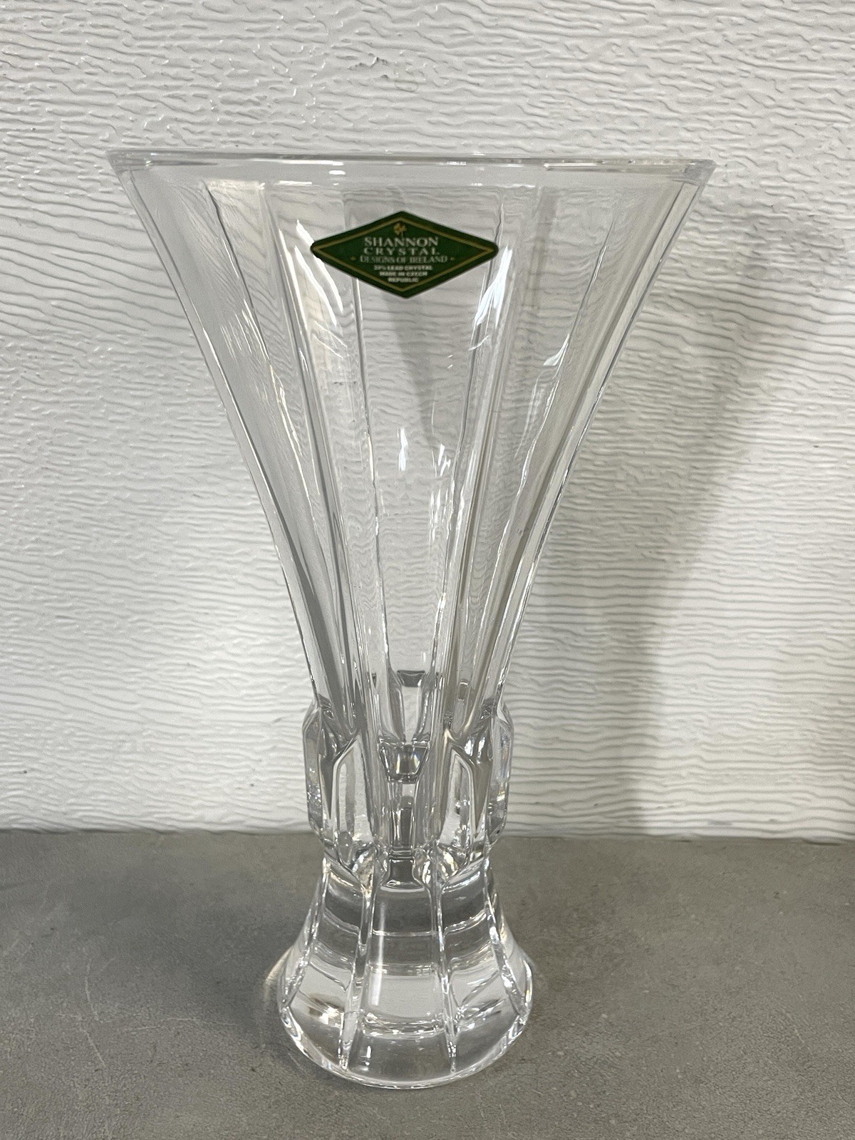 Vintage Shannon By Godinger Crystal 8” Linear Vase 24% Lead Crystal