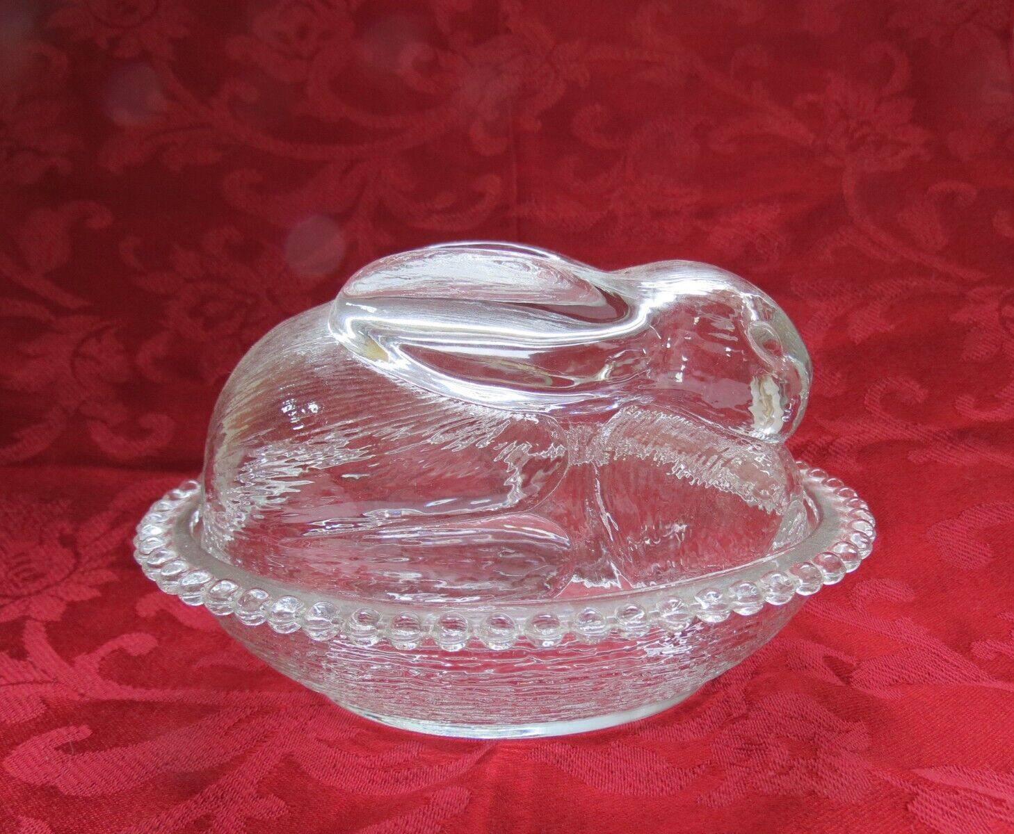 Vintage Tiara Glass Rabbit on Nest – Large