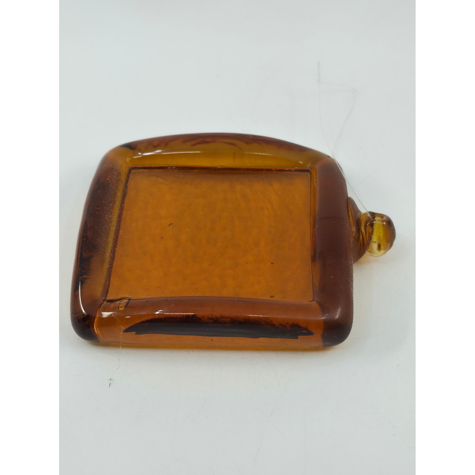 Kitras Art Glass Amber Square Suncatcher Ornament Textured Glass Decor 3.25in