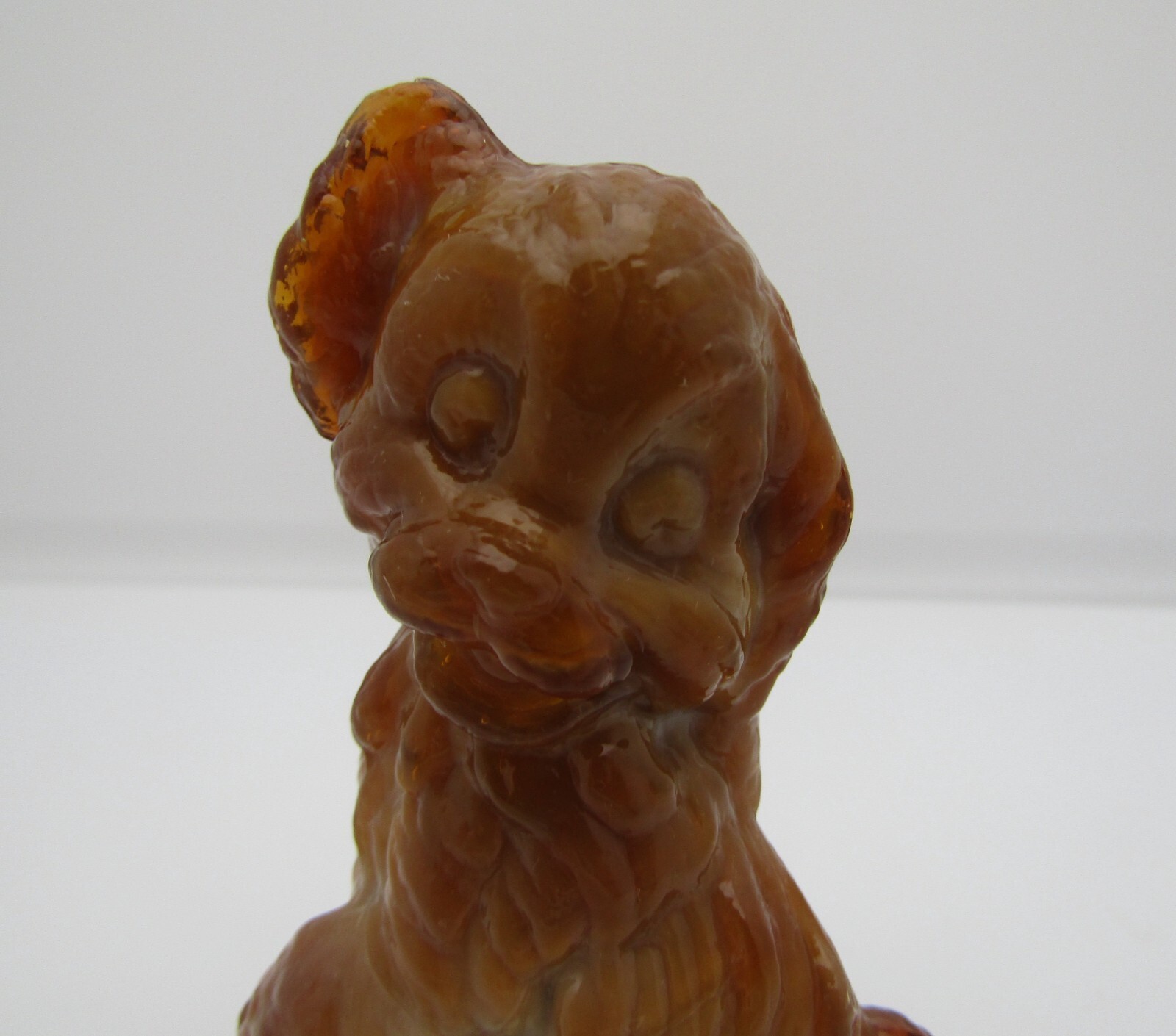 Boyd Crystal Art Glass Brown Slag Skippy the Dog Vintage 3 1/4″ Figurine