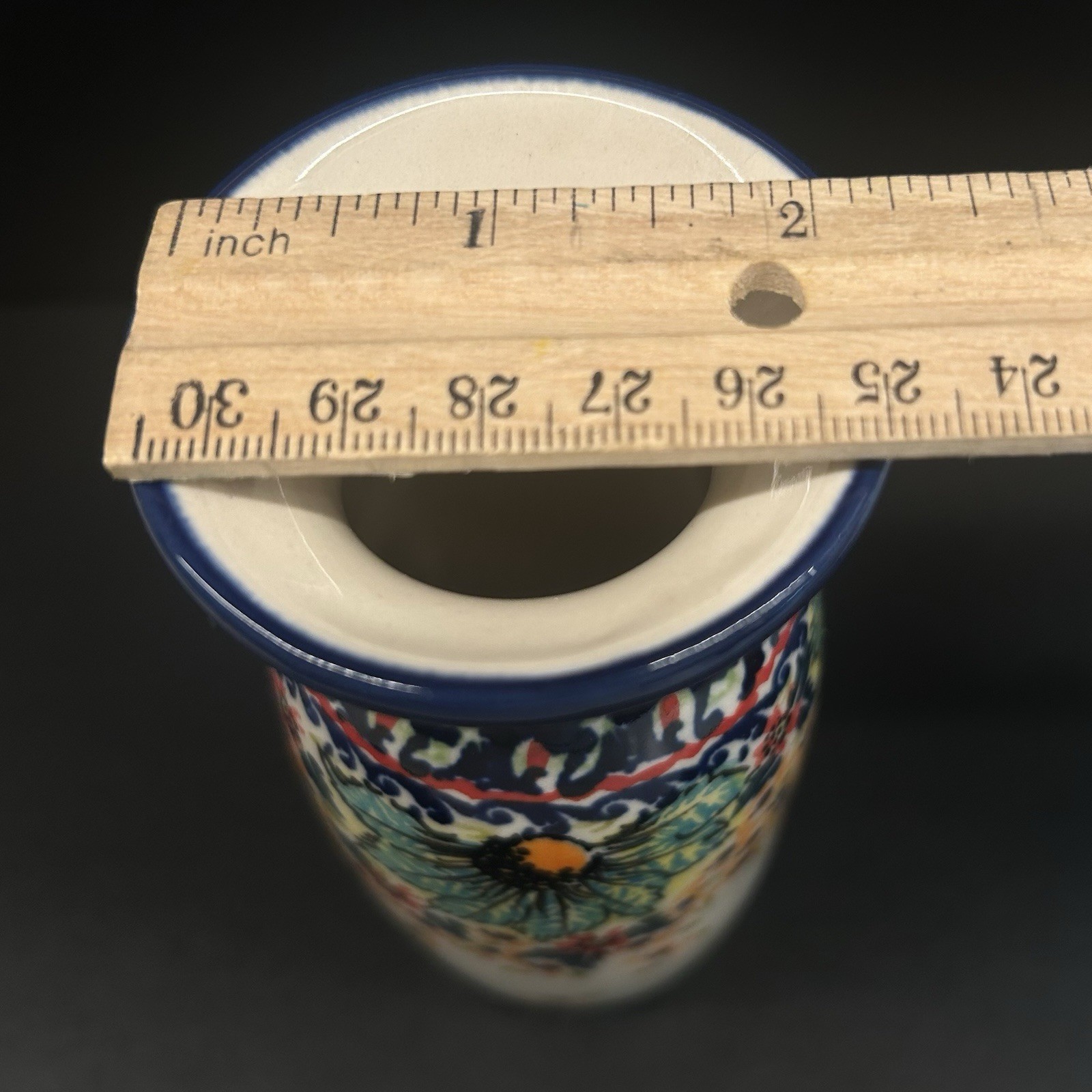 Unikat Polish Pottery Stoneware Small Vase-5 1/2 Inches Tall-Hand Painted