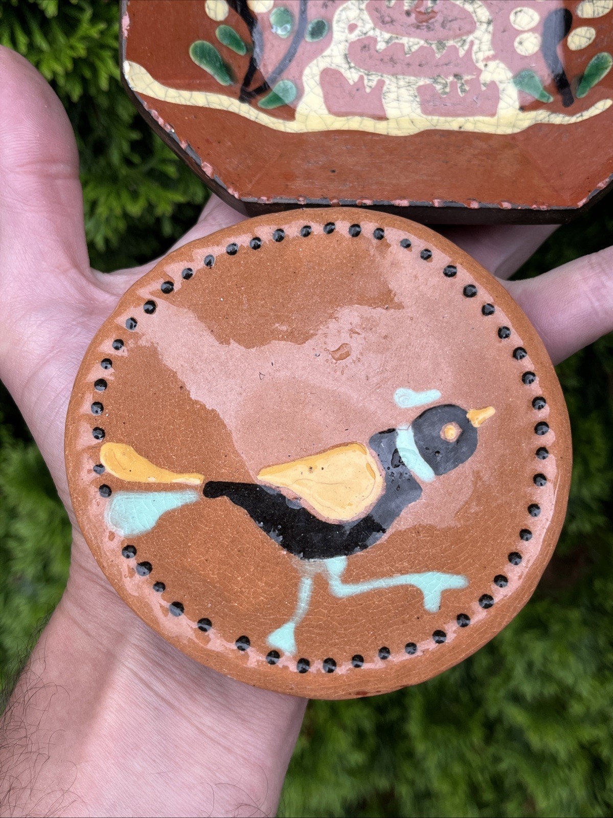 Turtle Creek Pottery Redware Dishes Plates Artist Signed