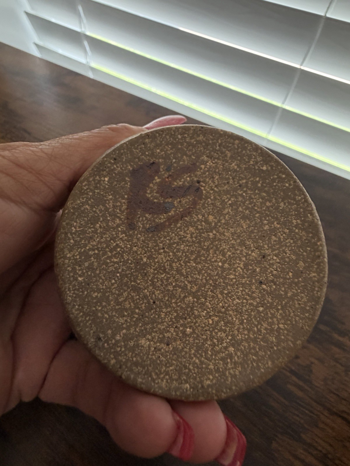 Ceramic Pottery Small Earth Tones Brown & Tan RS Signature 2″ T