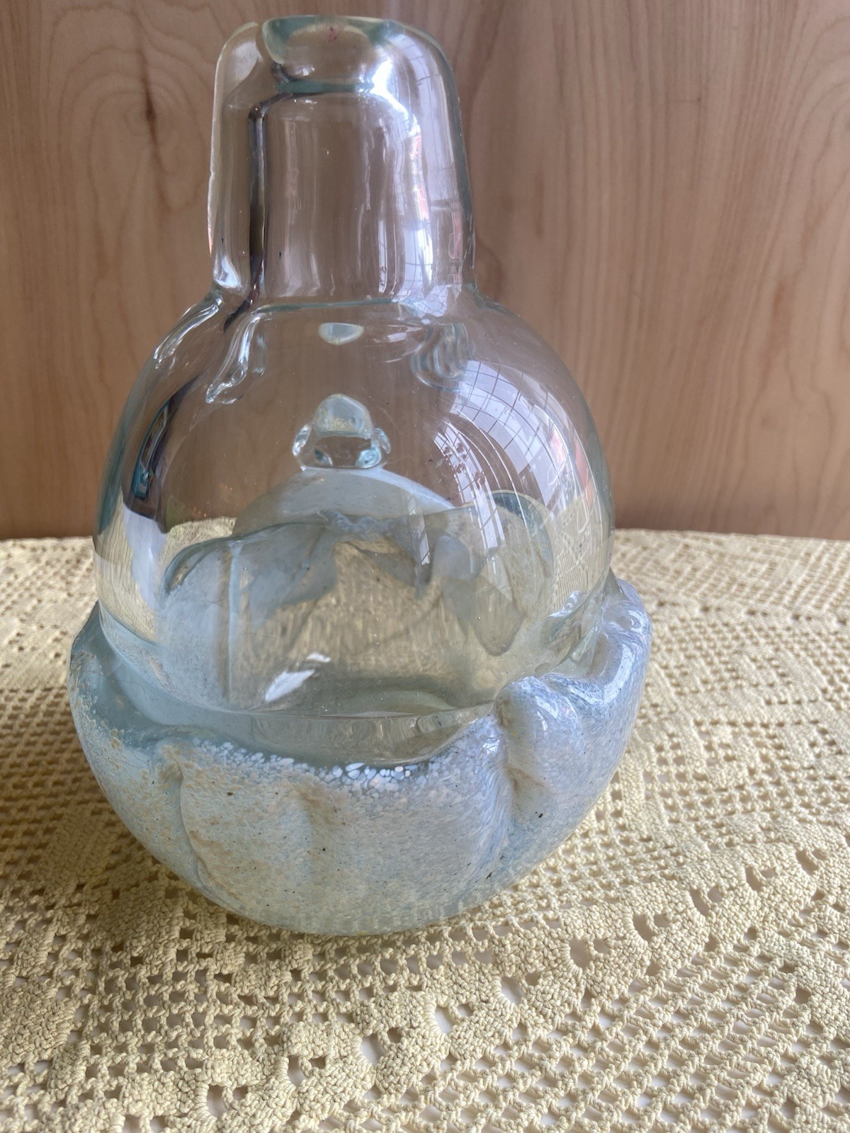 Vintage art glass Unique Face Bottle-Vase Made In USSR