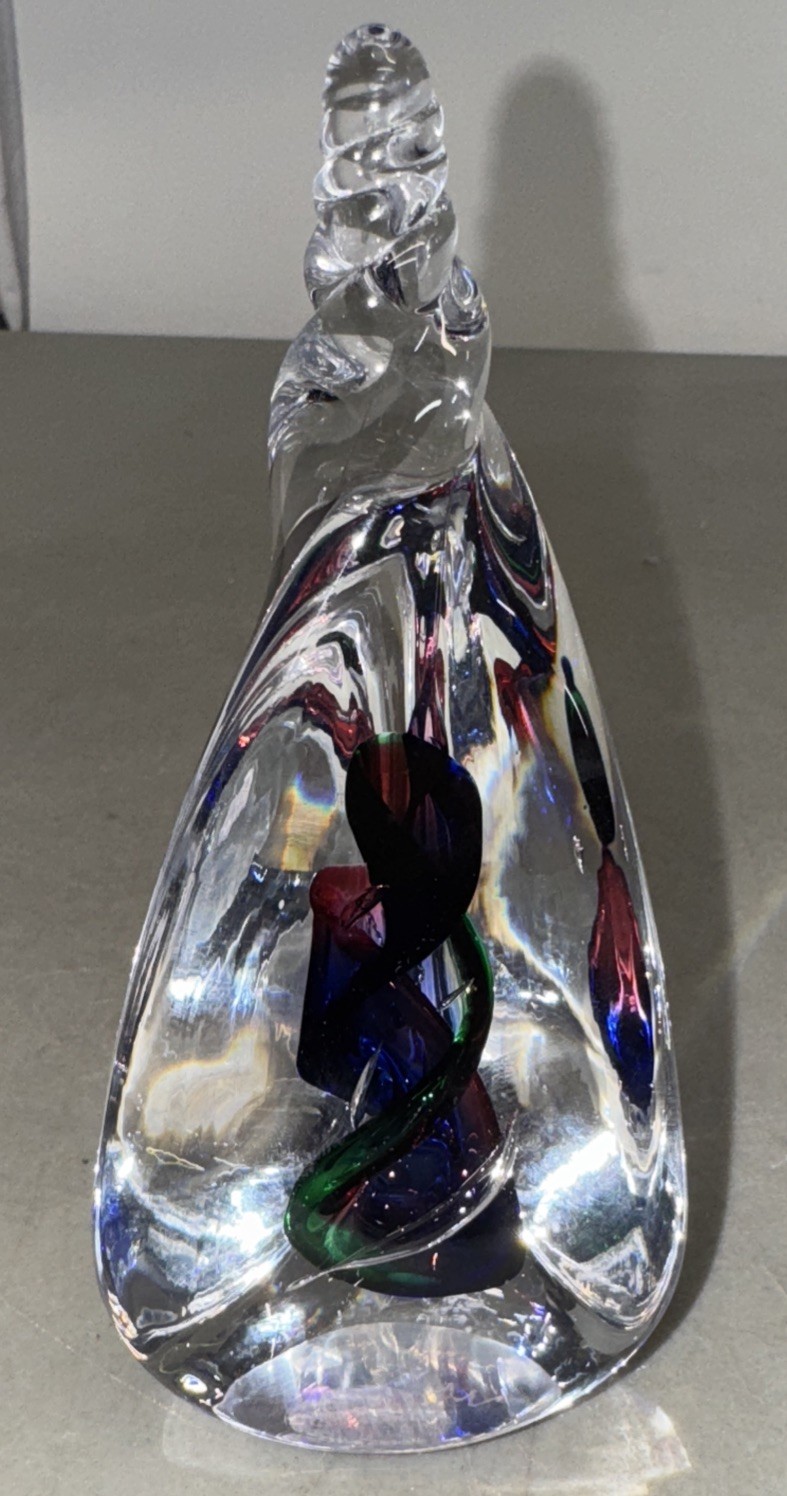 Marian Pyrcak Cristal Studio Art Glass Pyramid Shape Paperweight