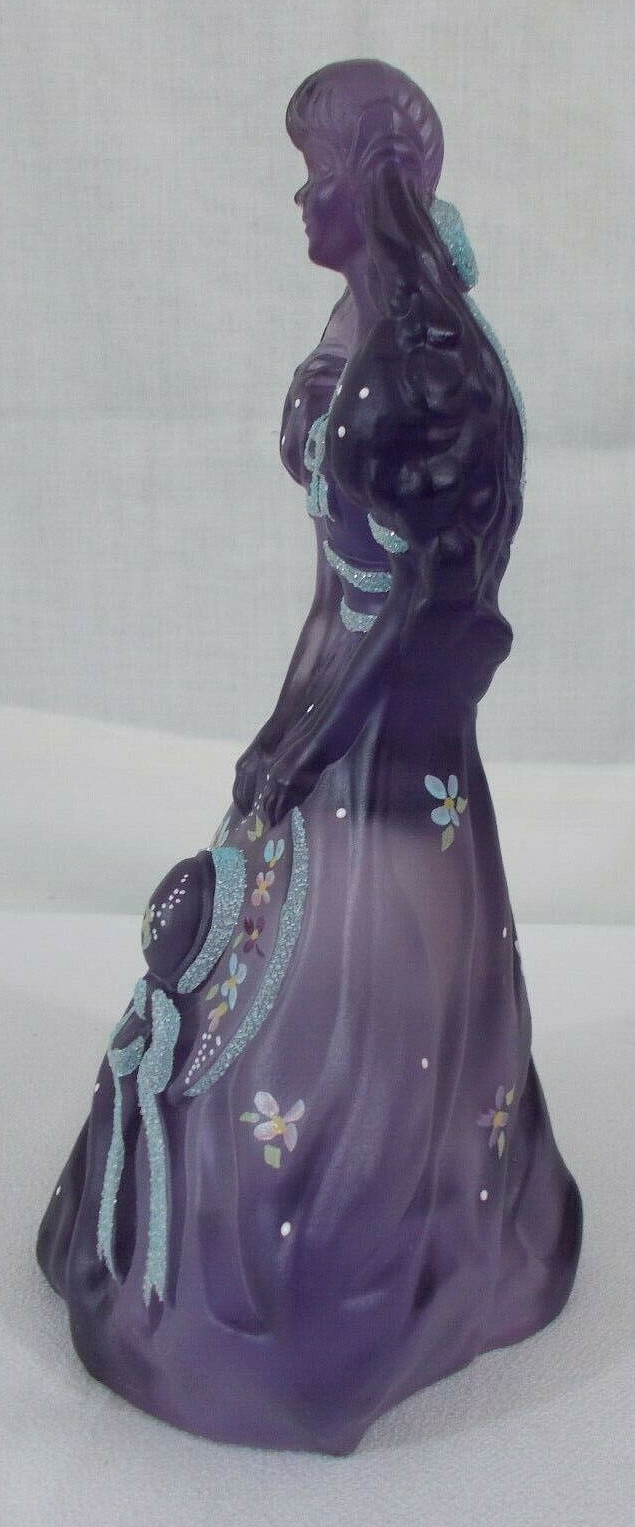 FENTON ART GLASS PURPLE SOUTHERN BELL DOLL HANDPAINTED. SIGNED NANCY FENTON