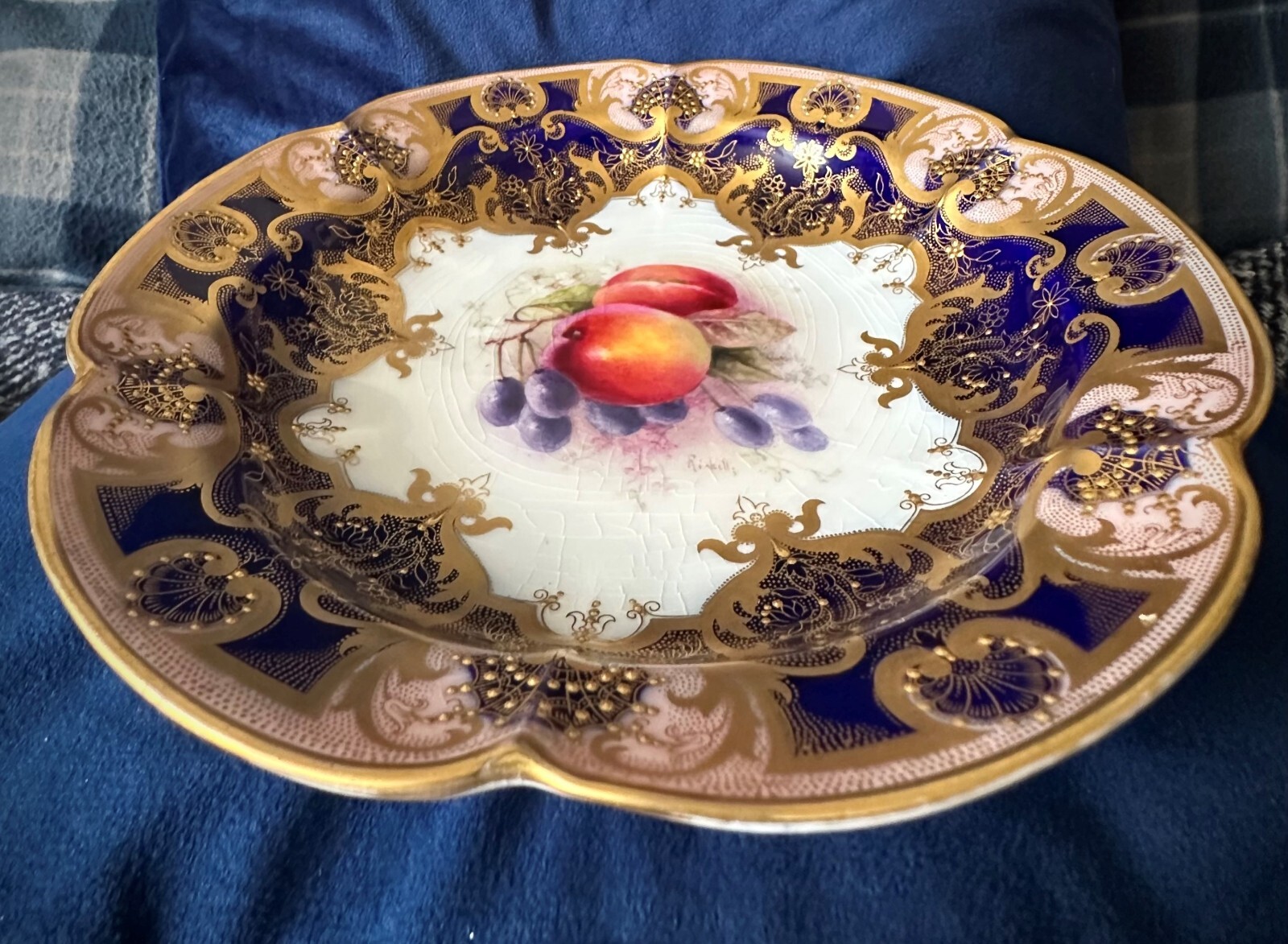 Royal Worcester Hand Painted ‘Fallen Fruits’ Dessert Plate, 25cm: by Ricketts