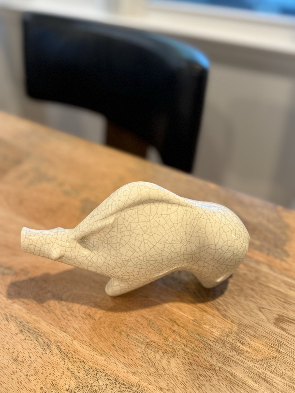 Vintage Crackle Pottery Boar Pig Figurine