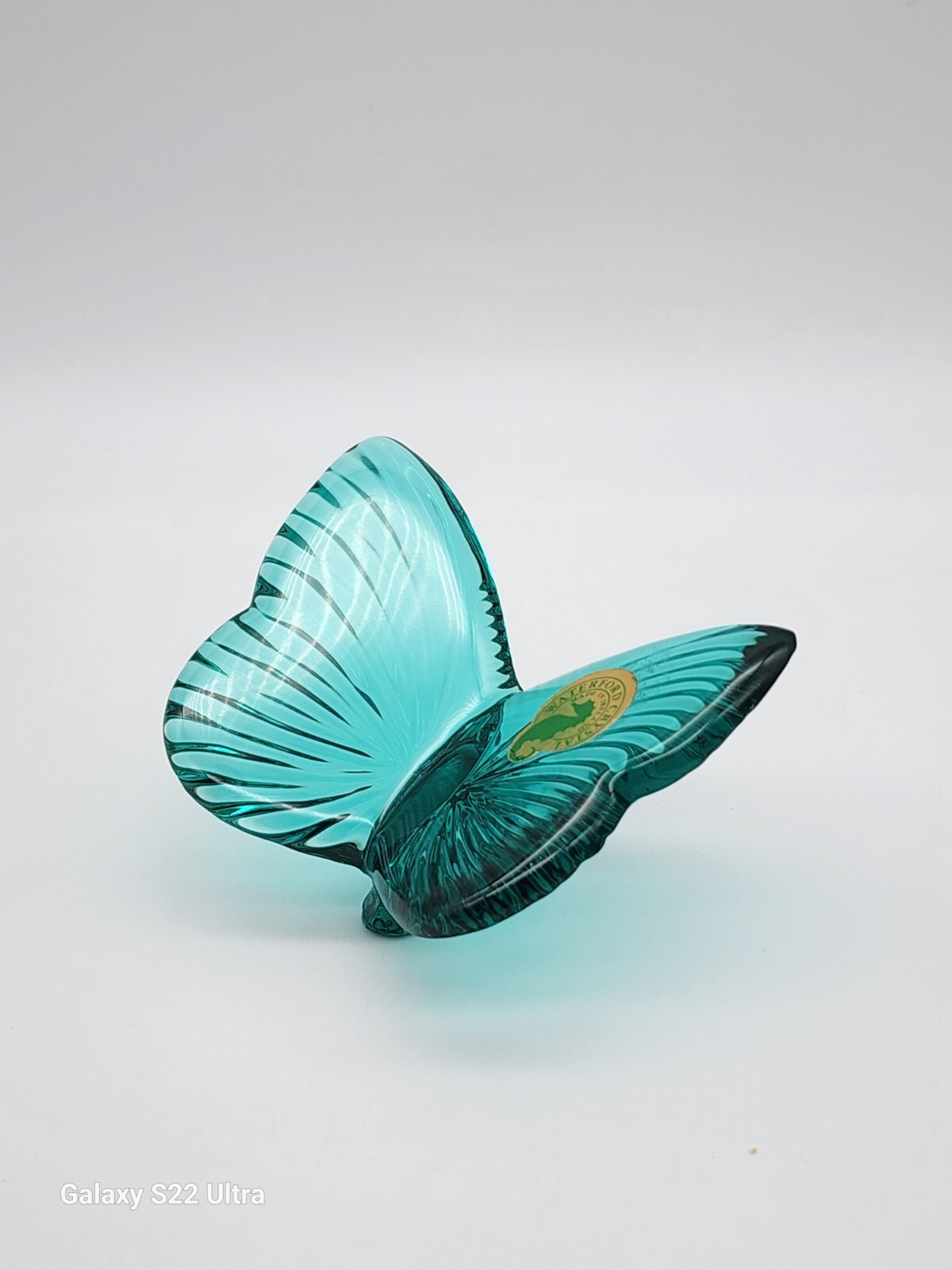VINTAGE MARKED WATERFORD CRYSTAL BUTTERFLY SEAFOAM GREEN PAPERWEIGHT/FIGURINE !!