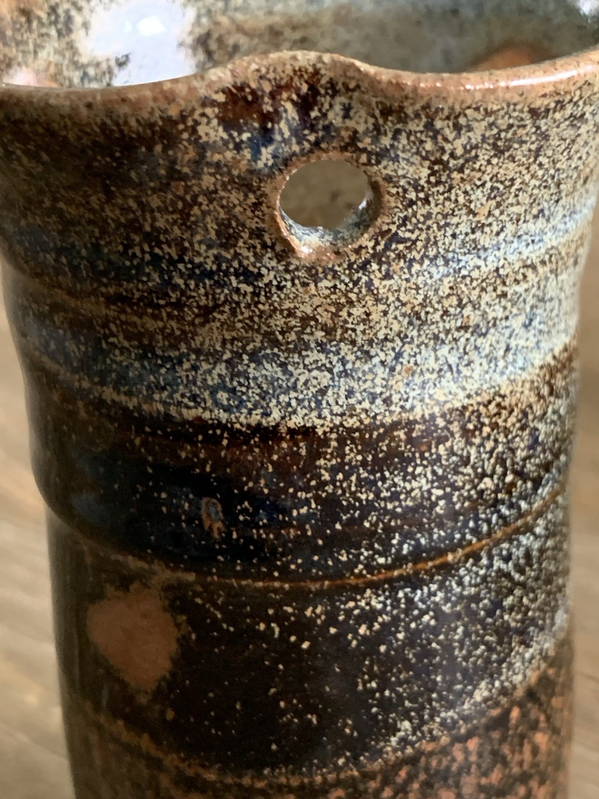 Wall Pocket Pottery Vase 4.75” Signed Glazed Wagner Village
