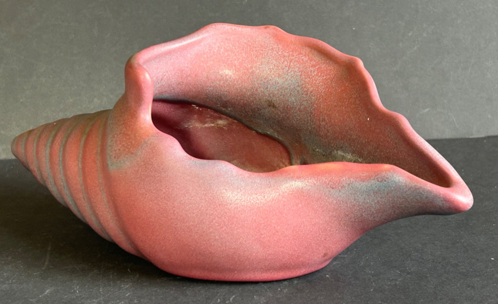 Vintage Van Briggle Signed Shell Conch Planter Mulberry /Persian Rose 10 Inch
