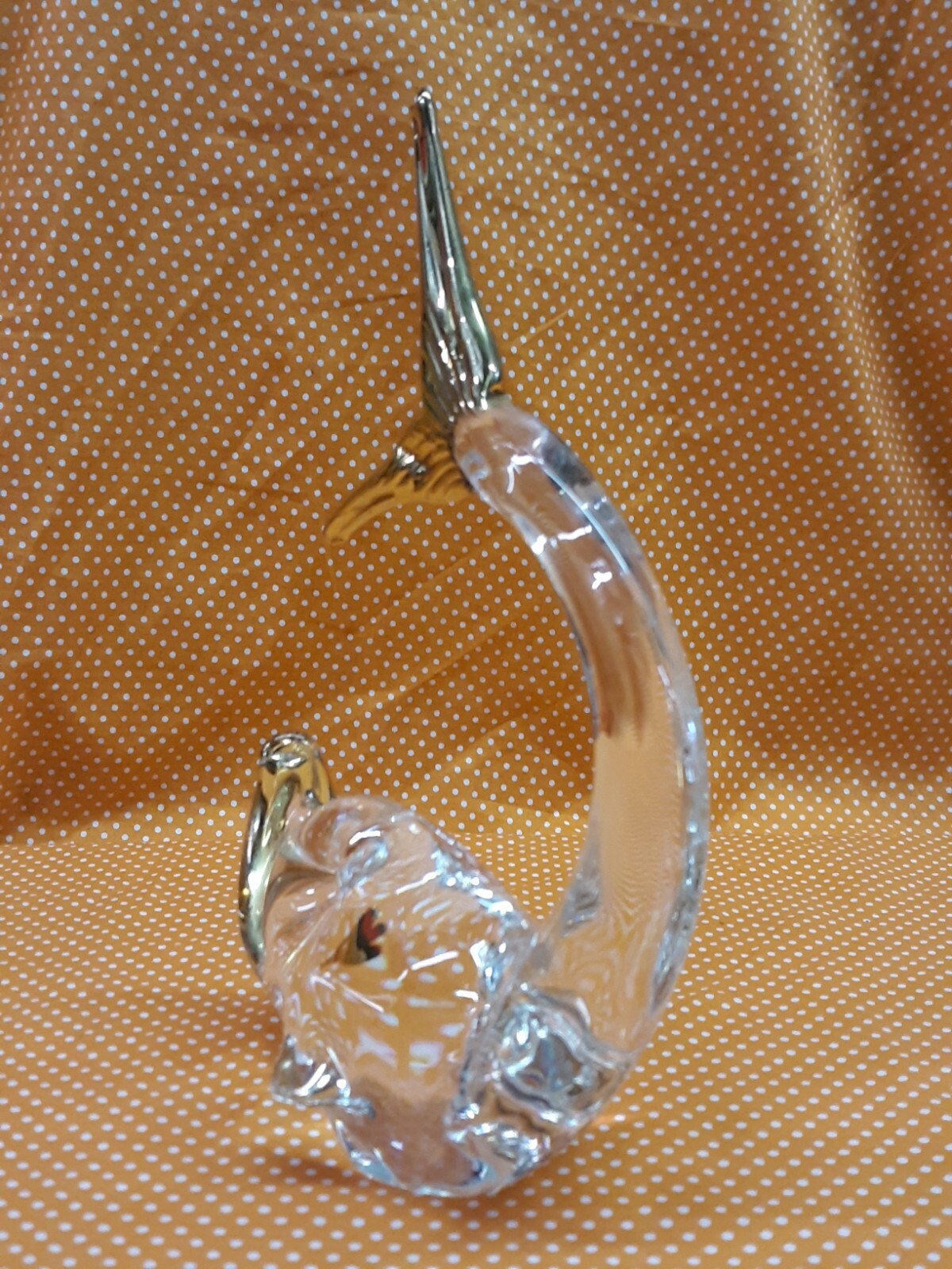 Vintage FORMIA Vetri Di Murano Glass Fish Made In Italy, clear, gold accents
