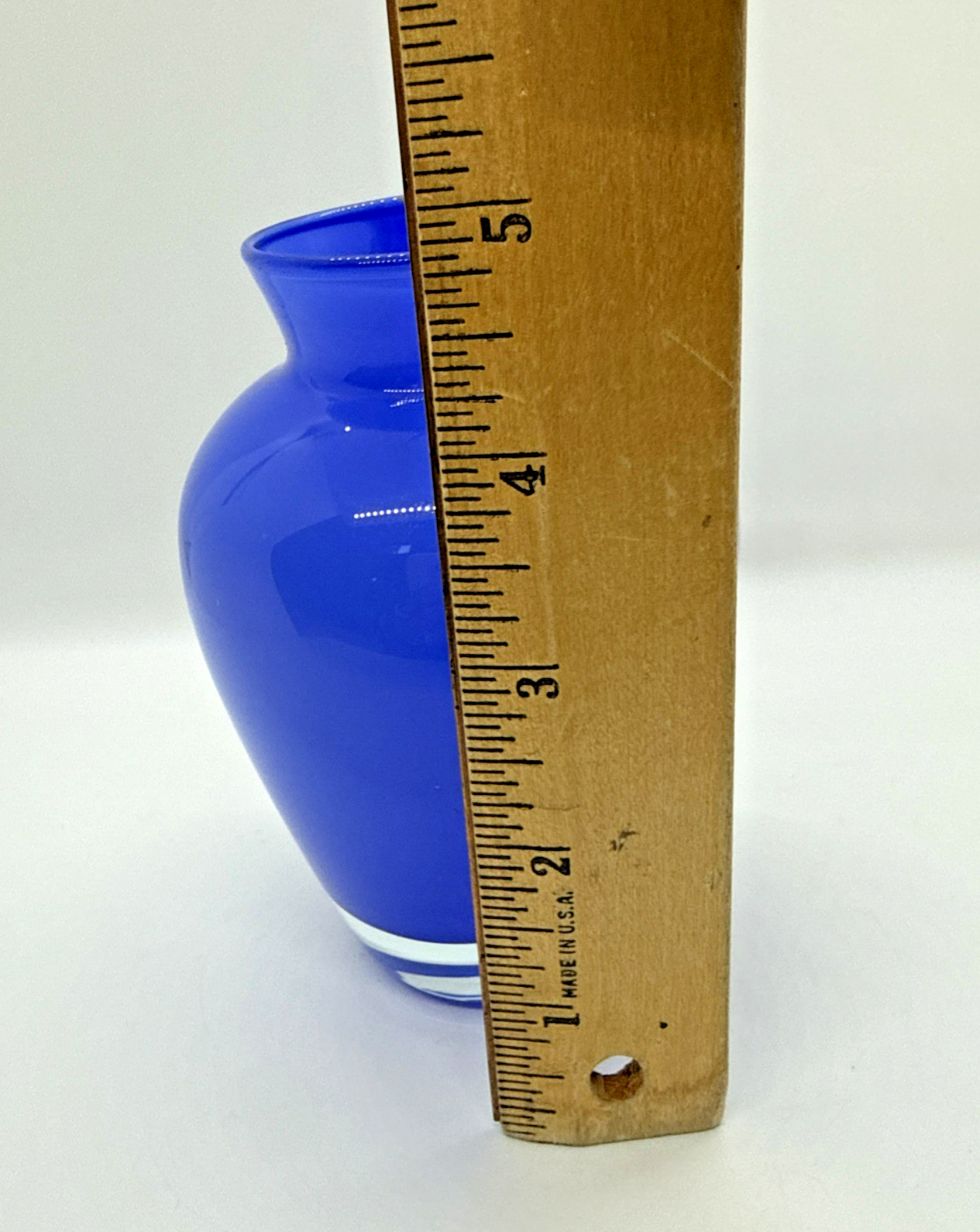 Cobalt Lavender Blue Hand Blown Glass Vase 4.75″ Tall Art Glass Modern Small