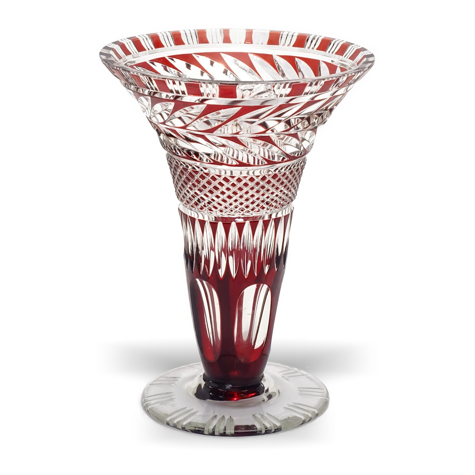 Bohemian Crystal Goblet Vase – Vintage European Art Decor Vase – Cut Crystal Col