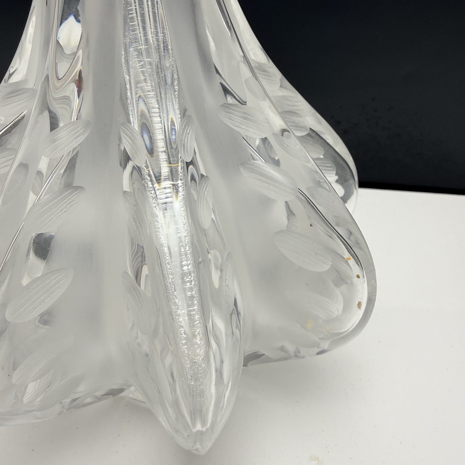 Lalique Frosted Claude Vase Vintage France Crystal 12.25″ Restored Top