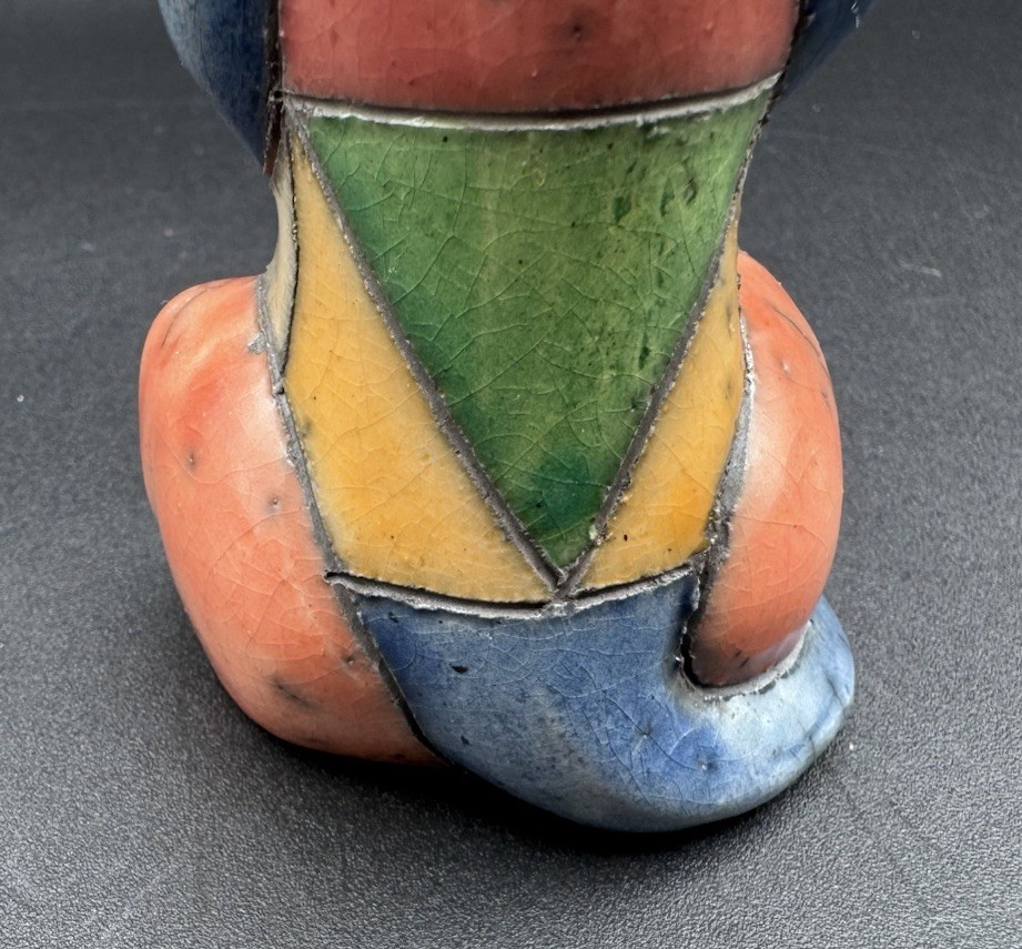 South Africa Art Pottery Raku Mini Meerkat Colorful Animal Handmade Signed 4″