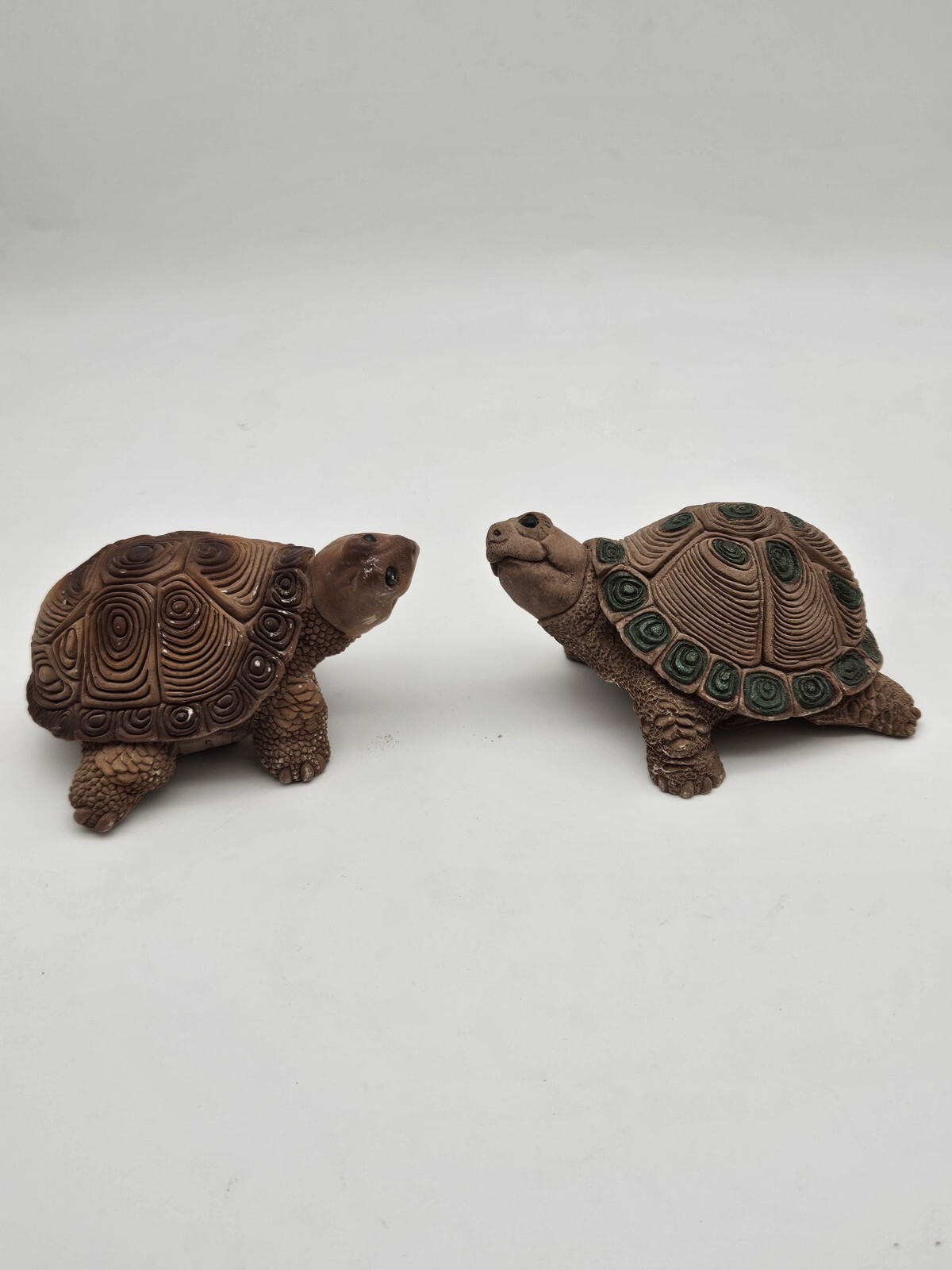 Vintage Don James Turtle Figurine Clay Unique Details Set Of 2 Handmade Signed