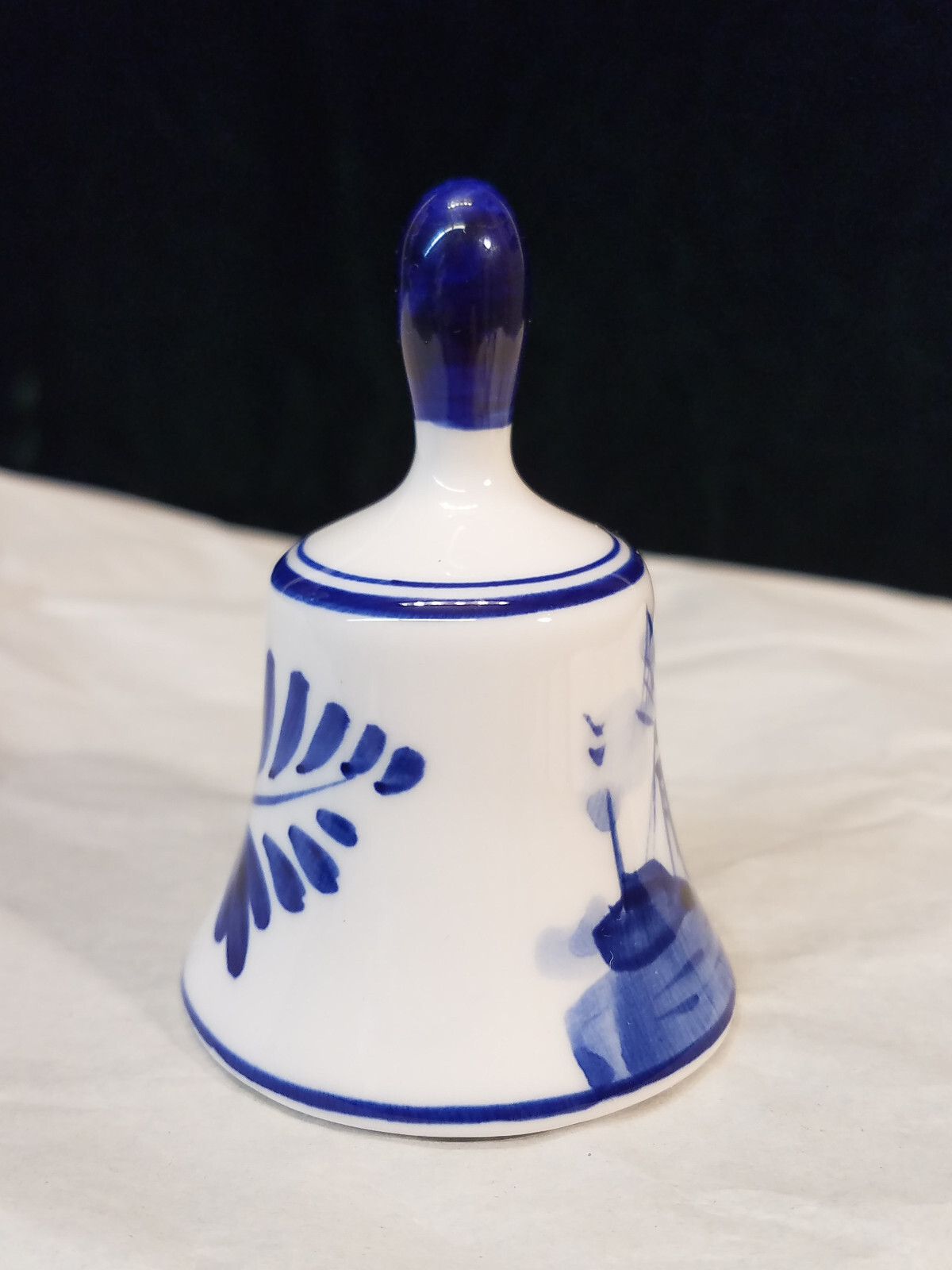 Handpainted Delfts Blue Miniature 2-3/4 Inch Tall Windmill Bell Ceramic
