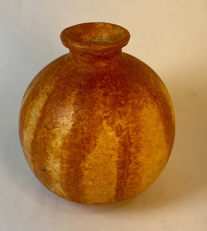 Handmade 4” Tall And 4” In Diameter Pottery Vase With Dark And Light Brown Color