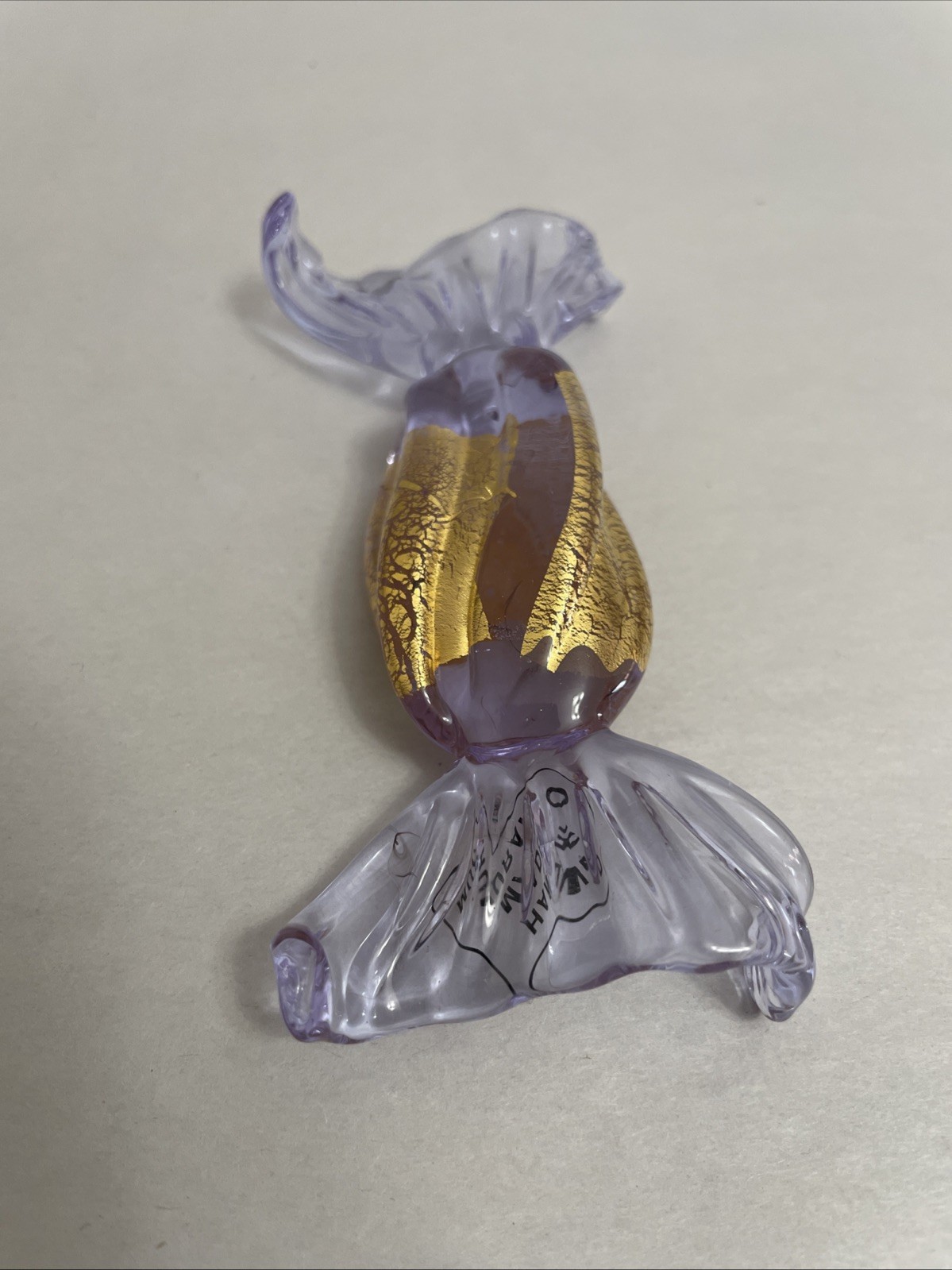 Murano Glass Rectangular Candy – Clear Purple/Gold