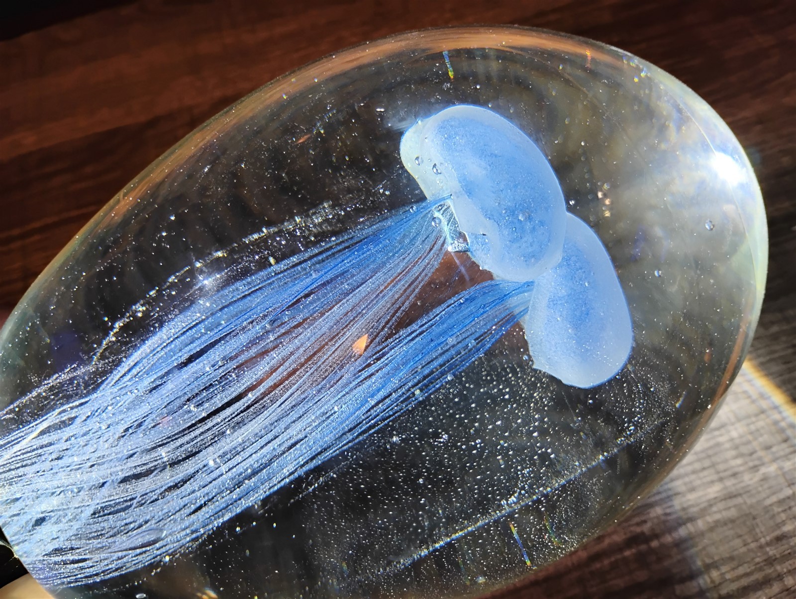 Large and Heavy Triple Jellyfish Glass Paperweight 7″ Tall 5″ Wide 8lb 3 Jellies