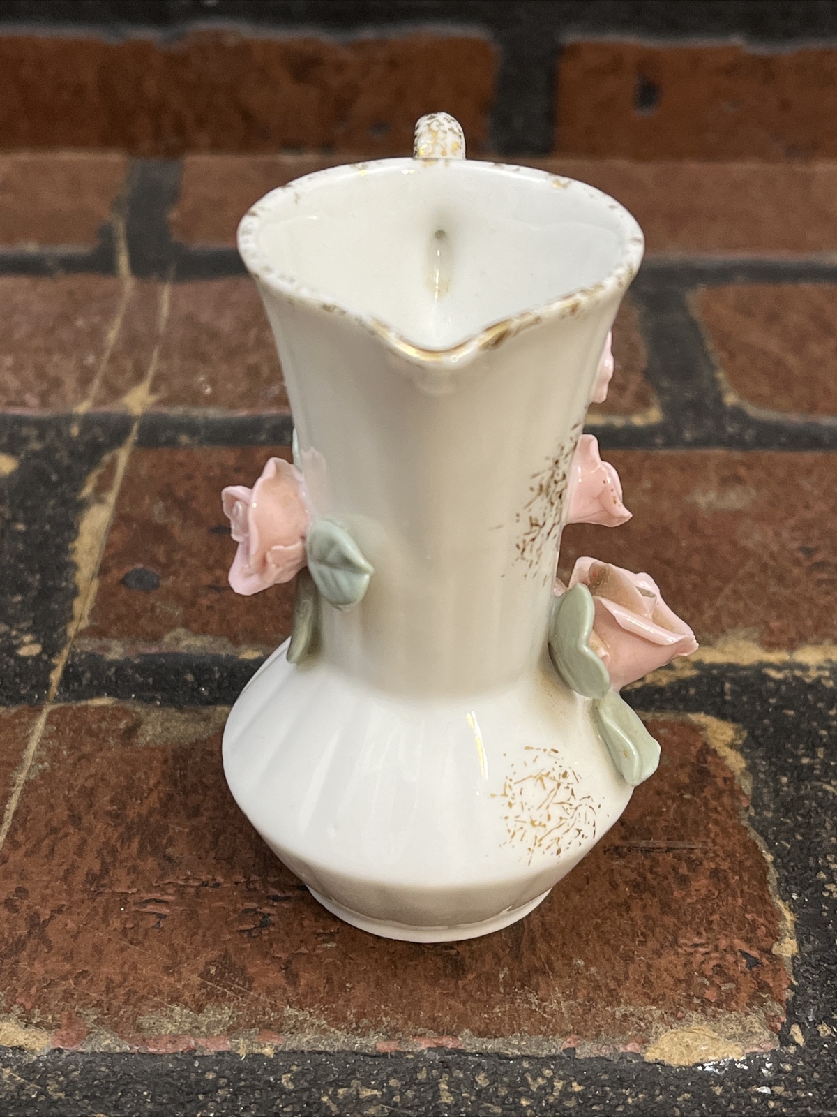 Vintage Lefton Floral Rose Pitcher/Vase Mini Pitcher 3″