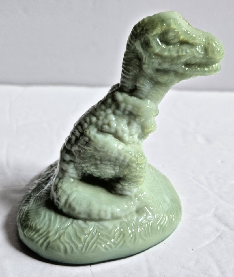 Boyd’s Crystal Art Glass Rex The Dinosaur Figurine Green Slag Glass Vintage