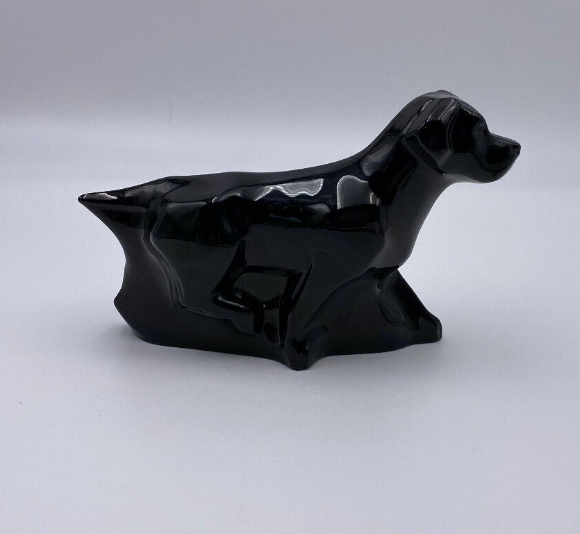 Baccarat Crystal Glass Black Labrador Retriever Dog Figurine 7.5 x 4.75 inches
