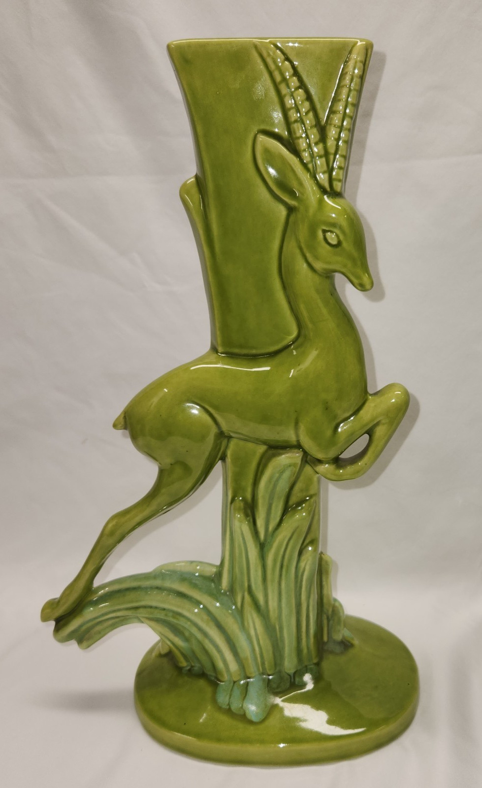 Mid-Century Modern, ROYAL HAEGER, Pair of 14.5″ Chartreuse Gazelle Vases #R706