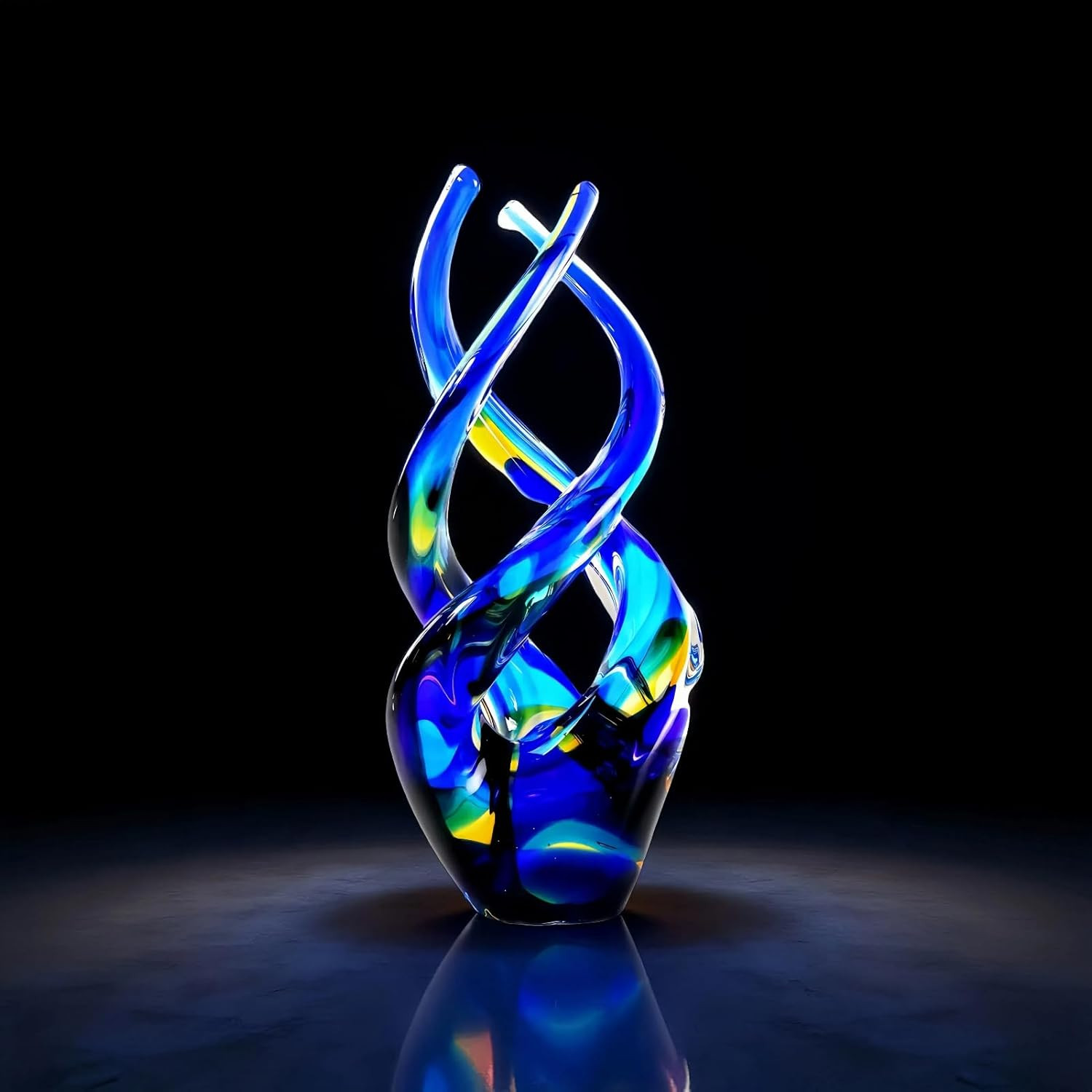 Blown Cobalt Blue Art Glass Sculpture | Glass Figurine Decor for Home, Office &
