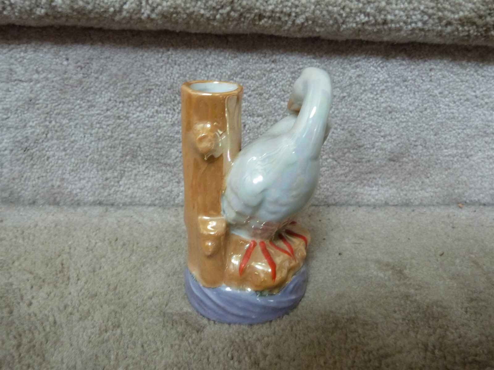 VINTAGE Hand Painted Lusterware Swan Goose Flower Vase Wall Pocket JAPAN 5″