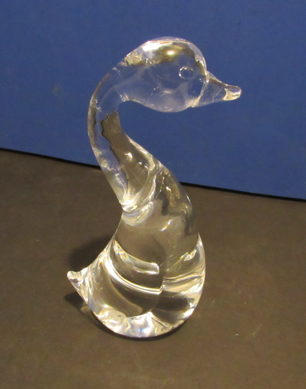 Vintage Steuben Lloyd Atkins Crystal Clear Art Glass Duck Figurine Sculpture