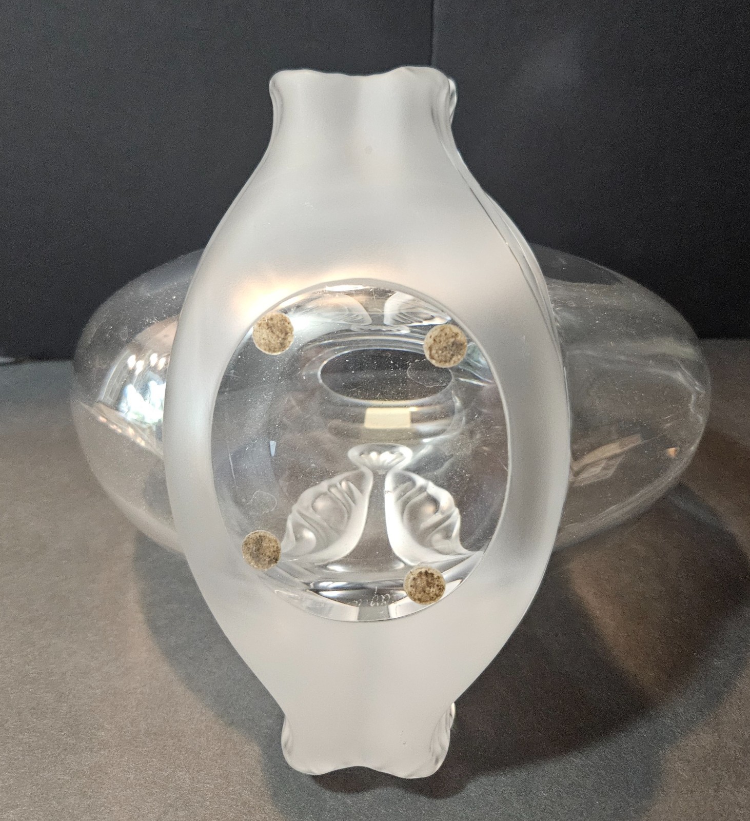 Lalique “Garance” Abstract Aquatic Vase in Polished & Frosted Crystal France