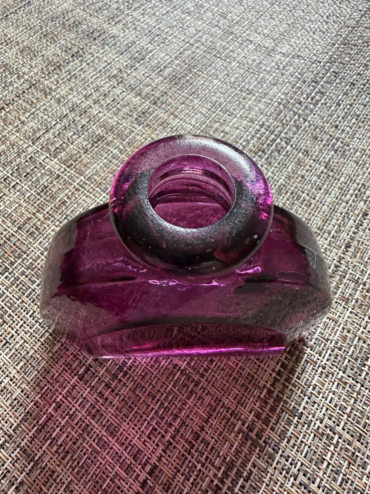 Vintage Purple Art Glass Mini Vase Bottle Decorative Collectible 4”