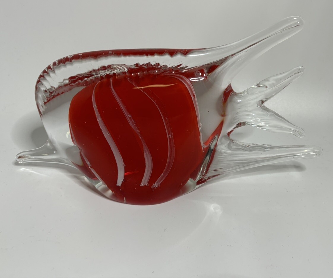 Large Hand Blown Italian Art Glass Gorgeous Angel Fish Figurine 12×8 8 lbs!