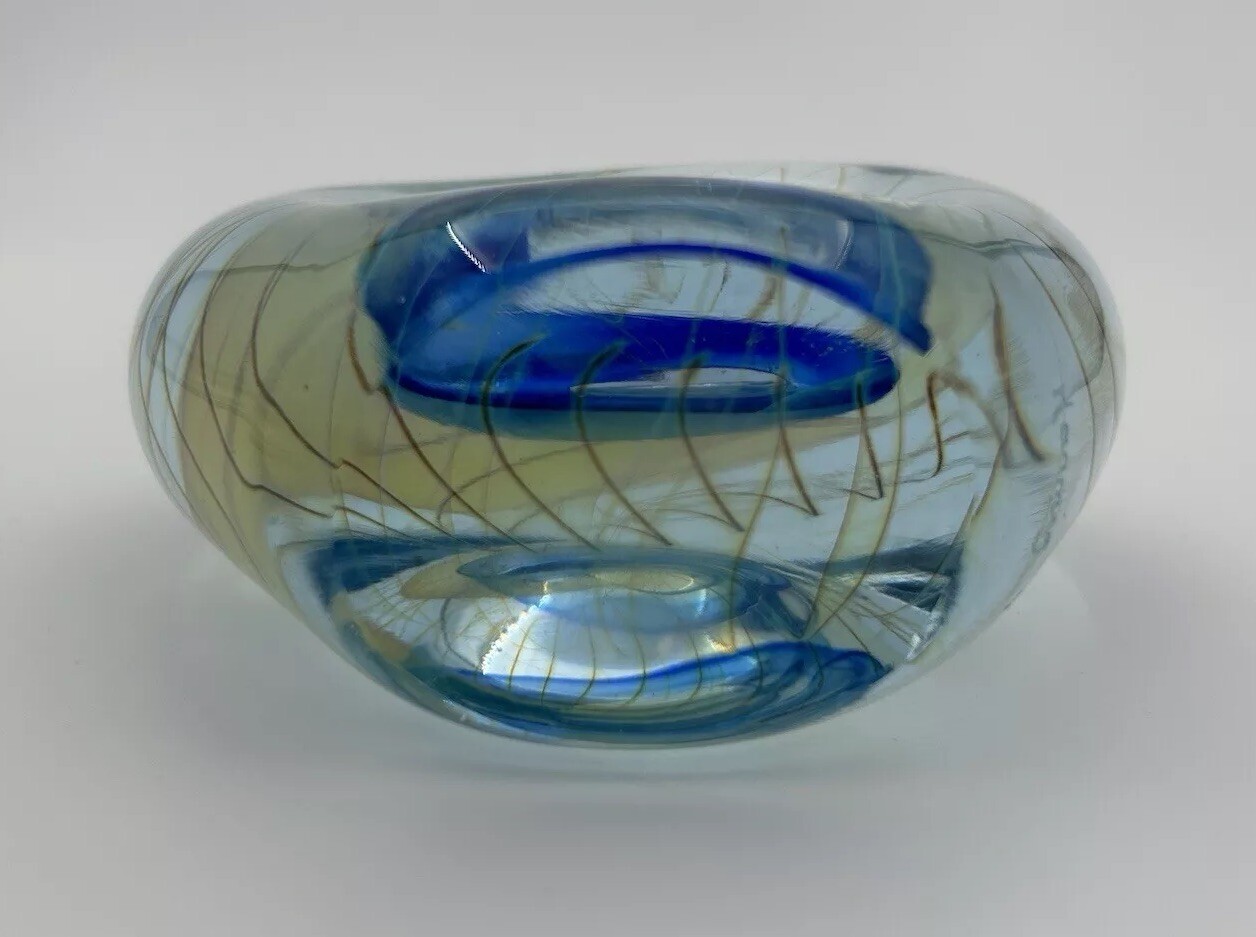 Vintage Dabanian Karnig Studio Art Glass Paperweight 1993 – Controlled Bubble
