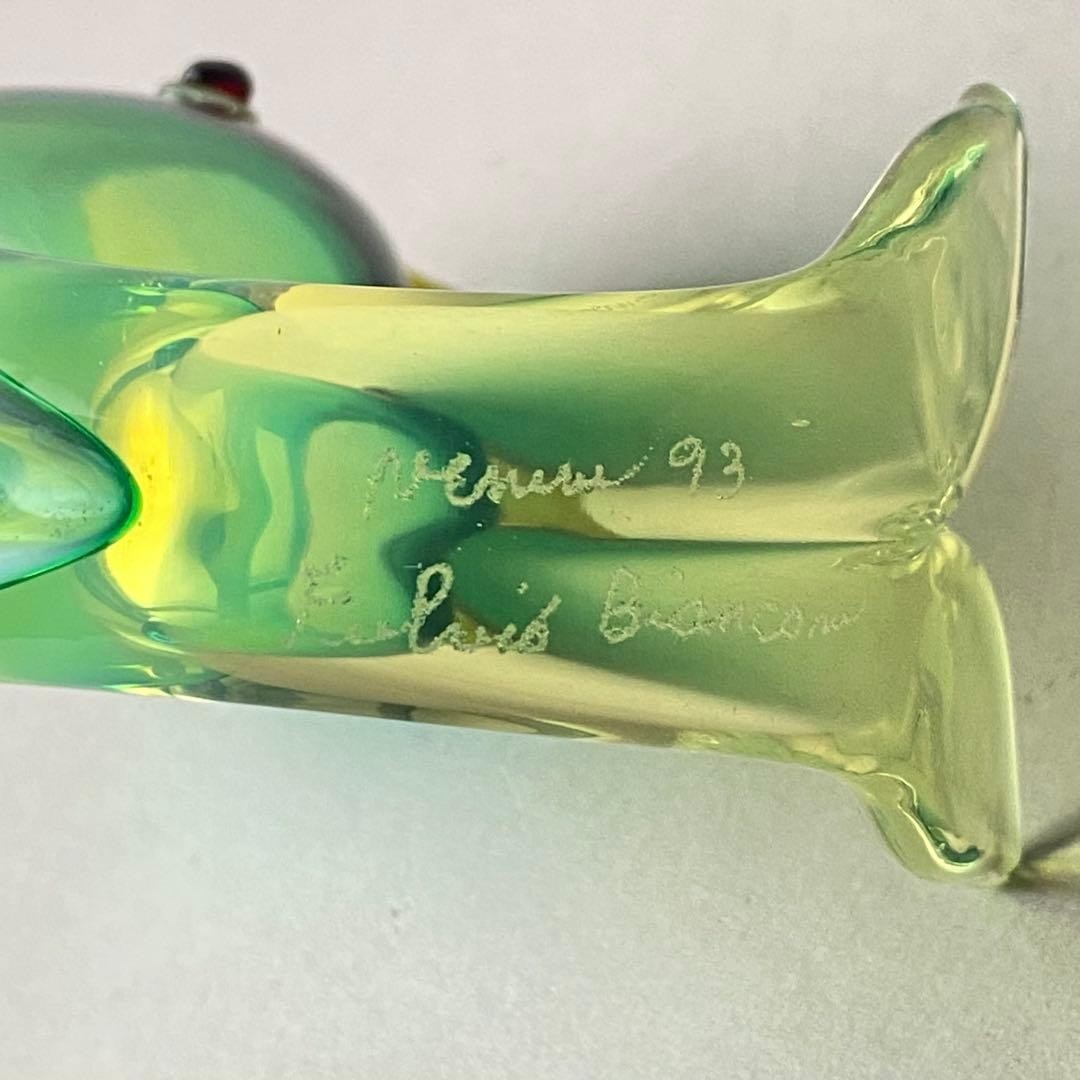 Venini Murano Glass “Fulvio Bianconi” Pesci Fish Flower Vase 1993 Vintage Italy