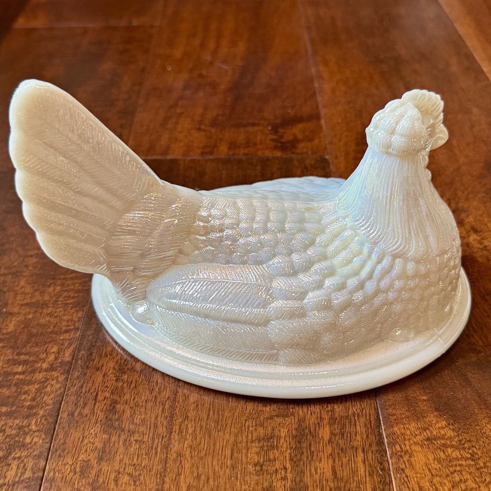 Vintage Westmoreland Glass Hen on Nest TOP ONLY – Carnival Milk or Almond Glass